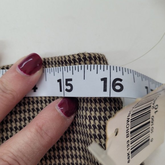 Versailles Skirt Womens 10 Houndstooth Brown/Camel‎ Pleat Hem Lined Back Zip New - Picture 8 of 11